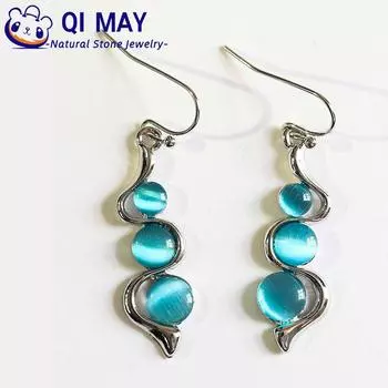 Модные серьги-капли с синим лунным камнем для женщин и девочек, ювелирные изделия, очаровательные висячие серьги с крючком, ювелирные изделия, подарок