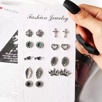 Модные серьги-капли серебряного цвета с животными и бабочками, набор для женщин и девочек, металлические акриловые серьги с геометрическим сердечком, ювелирные изделия