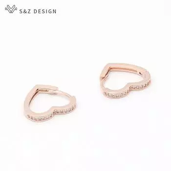 Модные серьги-капли в форме сердца розового золота для женщин и девочек, ювелирные изделия в подарок, модные элегантные серьги с кубическим цирконием