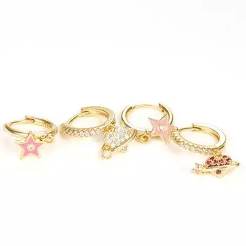 Модные серьги-капли золотого цвета с диссимметрией в форме сердца и звезды для женщин, простые серьги-капли из нержавеющей стали, корейские ювелирные изделия