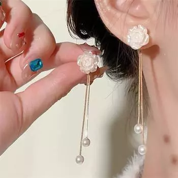 Модные серьги-кисточки с белой камелией, серьги-подвески для женщин, ювелирные изделия для девочек, подарок Brincos