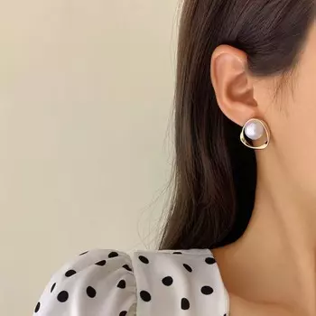 Модные серьги-клипсы из золота с жемчугом и круглыми ушками, изысканный нестандартный дизайн, женские праздничные украшения для вечеринок как
