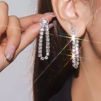 Модные серьги-когти с цепочкой премиум-класса со сверкающими кристаллами, роскошные женские серьги в стиле темперамент