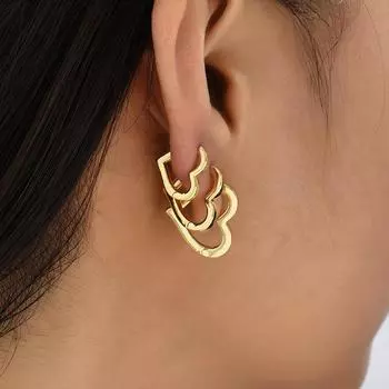 Модные серьги-кольца из нержавеющей стали с гладким сердцем для женщин, простые золотые серьги с пряжкой в стиле панк, корейские ювелирные изделия