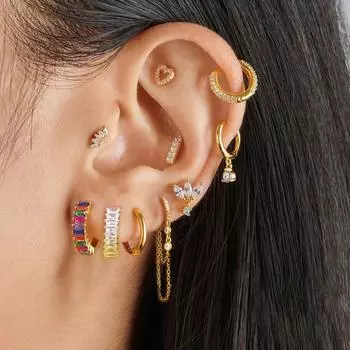 Модные серьги-кольца из нержавеющей стали с цирконием для женщин, серьги-кольца в форме сердца для пирсинга козелка, свадебные украшения