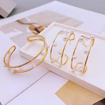 Модные серьги-кольца из смолы с украшениями из искусственного жемчуга для женщин, повседневные серьги для женщин
