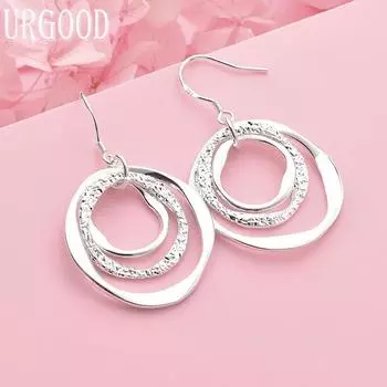 Модные серьги-кольца из стерлингового серебра 925 пробы, свадебные украшения 4.00*2.70cm