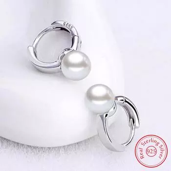 Модные серьги-кольца из стерлингового серебра 925 пробы с жемчугом, новые украшения для женщин
