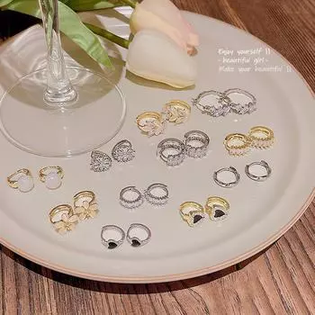 Модные серьги-кольца Love Hoop из Южной Кореи с цирконами — элегантный, универсальный, легкий роскошный дизайн для женщин