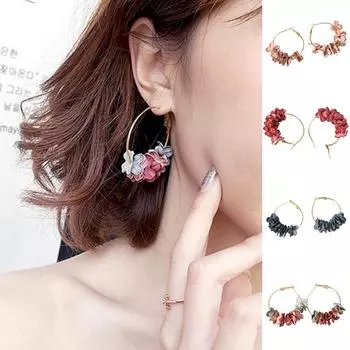 Модные серьги-кольца с цветком для женщин, вечерние, клубные, банкетные, ювелирные изделия в подарок