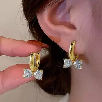 Модные серьги-кольца с сердечками и кристаллами циркона золотого цвета, женские серьги-кольца Pendientes Aretes Oorbellen Orecchini