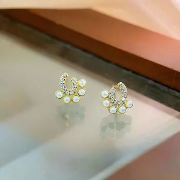 Модные серьги-кольца с жемчугом для женщин с легким роскошным нишевым дизайном, новые стильные серьги