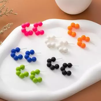 Модные серьги-кольца в форме буквы C, акриловые круглые серьги-гвоздики, простые круглые женские серьги-петли style 5