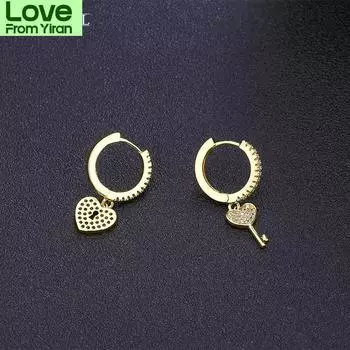 Модные серьги-кольца в стиле панк с сердечками и подвесками Huggies, серьги-кольца с геометрической асимметрией в стиле хип-хоп для женщин, ювелирные изделия в подарок