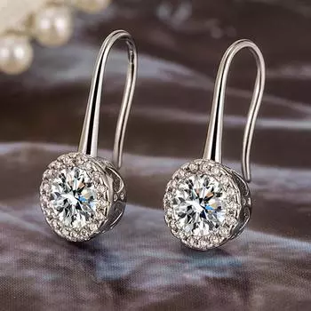 Модные серьги-крючки из циркона Взрыв корейской версии Модные женские серьги-крючки с темперой