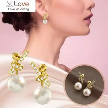 Модные серьги Круглые серьги Женские креативные серьги Светлые роскошные серьги с розовым жемчугом Женские креативные серьги