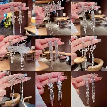 Модные серьги, легкие роскошные длинные серьги в стиле ретро, свежие и милые серьги, элитные серьги в подарок.