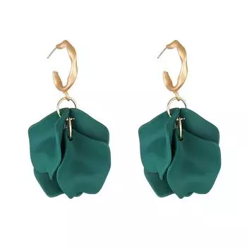 Модные серьги-лепестки с кисточками для женщин зелёный