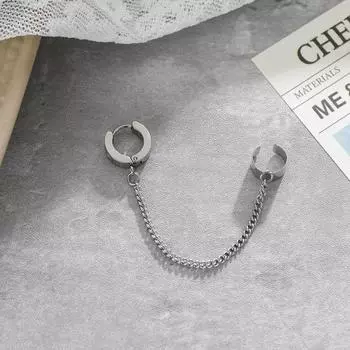 Модные серьги-манжеты с зажимом-цепочкой и кисточками, асимметричные серьги для женщин, корейские креативные ювелирные изделия, женские серьги-каффы