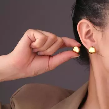 Модные серьги OL легкие роскошные высокочувствительные летние универсальные минималистичные холодные чувственные универсальные овальные двухсторонние застежки-пряжки