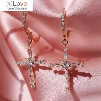 Модные серьги-подвески цвета розового золота для женщин, инкрустированные бриллиантами из кубического циркония, украшения на годовщину вечеринки белый