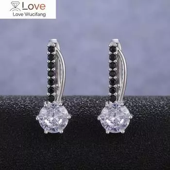 Модные серьги-подвески для женщин серебряного цвета с инкрустацией черным/белым кубическим цирконием, женские вневременные стильные украшения