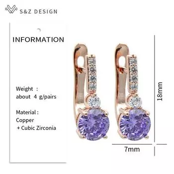 Модные серьги-подвески из розового золота с круглым кубическим цирконием для женщин и девушек, ювелирные изделия для свадебной вечеринки