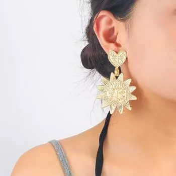 Модные серьги-подвески «Подсолнух»: Уникальный, стильный, универсальный дизайн для женщин серебряный