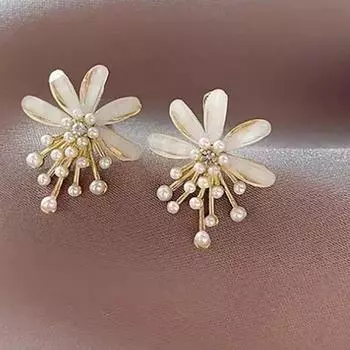 Модные серьги-подвески с цветочным жемчугом и кисточками для женщин, свадебные украшения, аксессуары для вечеринок 1 Pair