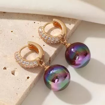 Модные серьги-подвески с искусственным жемчугом для женщин Новые золотистые серьги-капли с цирконием Свадебные украшения и аксессуары для вечеринки разноцветный