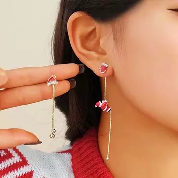 Модные серьги-подвески с кисточками в виде Санта-Клауса, простые асимметричные серьги-джокеры, праздничные украшения, подарки как