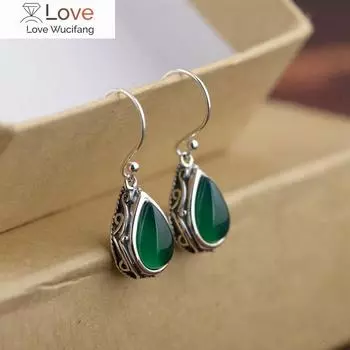 Модные серьги-подвески с подвесками из зеленого и красного камня в форме сердца для женщин красный