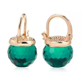 Модные серьги-подвески с золотым стеклянным шариком, висячие серьги-кольца с футбольной огранкой, изумрудно-красные серьги-кольца с кристаллами, вечерние сверкающие ювелирные изделия красный