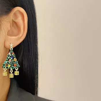 Модные серьги-подвески в виде елки с кристаллами и цирконами для женщин, симпатичные дизайнерские серьги, ювелирные украшения, аксессуары для вечеринок как