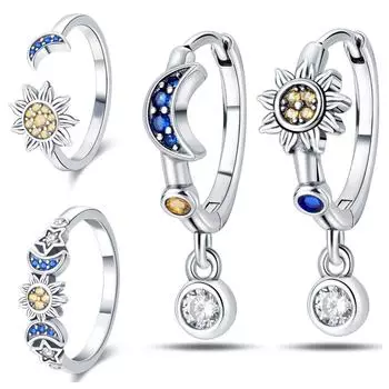 Модные серьги премиум-класса из меди и серебра с покрытием Star Moon Series