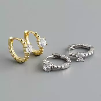 Модные серьги-пряжки из серебра S925 со стразами, аксессуары, изысканные маленькие серьги из золота для женщин, тренд 2024 года, роскошь 1 pair белого золота