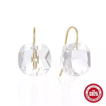 Модные серьги-пусеты из стерлингового серебра S925 с роскошными кристаллами циркония в форме кубиков сахара, серьги для свадьбы для женщин 925 Silver