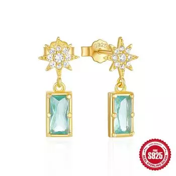 Модные серьги S925 из стерлингового серебра с цирконием, легкие, роскошные, высокого класса, с крупными драгоценными камнями, серьги с серьгами 925 Silver