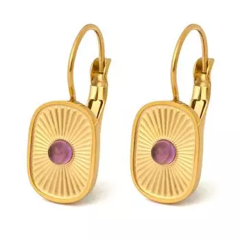 Модные серьги с аметистом, новые ретро-серьги из натурального камня, легкие, роскошные, высокого класса