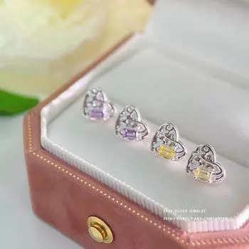 Модные серьги с цирконием Love для женщин Sweet Cool Style Ins Sweet Girl Earrings