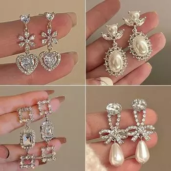 Модные серьги с цирконием, роскошные женские элегантные серьги с блестками для девочек, вечерние ювелирные изделия на день рождения, подарки, аксессуары