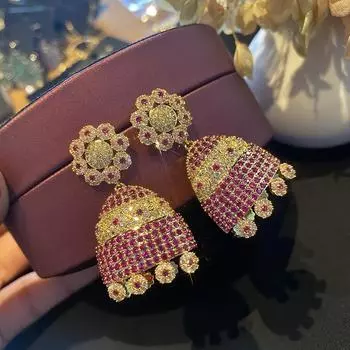 Модные серьги с цирконием в тяжелой промышленности, женские серьги с цветочным узором и темпераментом, серьги-иглы из серебра 925 пробы