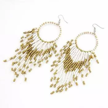 Модные серьги с кисточками из бисера ручной работы, преувеличенные богемные серьги