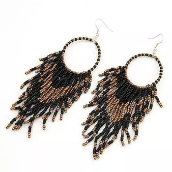 Модные серьги с кисточками из бисера ручной работы, преувеличенные богемные серьги красный