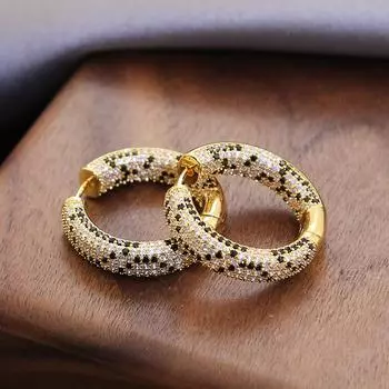 Модные серьги с леопардовым принтом из циркония, инкрустированные бриллиантами, серьги высокого дизайна, легкие роскошные серьги в стиле «темперамент». 18K