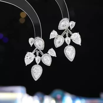 Модные серьги с микро-инкрустацией циркония, изысканный стиль, легкая роскошь, серьги-капли две, модный темперамент, универсальные серьги, женщины