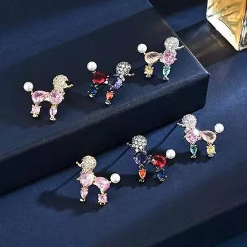 Модные серьги с микроцирконием в виде милого щенка и животного, ювелирные изделия для ушей серебряный
