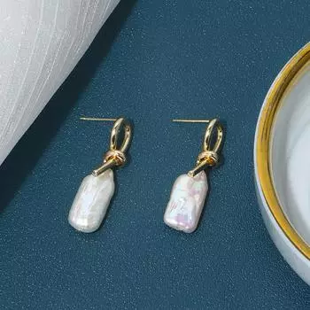 Модные серьги с натуральным барочным жемчугом, 18-каратное золотое покрытие, асимметричные серьги-гвоздики из серебра 925 пробы