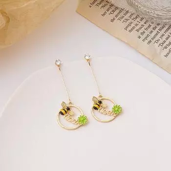 Модные серьги с пчелами и цветами для девочек, милый и креативный дизайн с насекомыми, длинные свисающие украшения