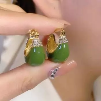 Модные серьги с подвесками для женщин и девочек зелёный